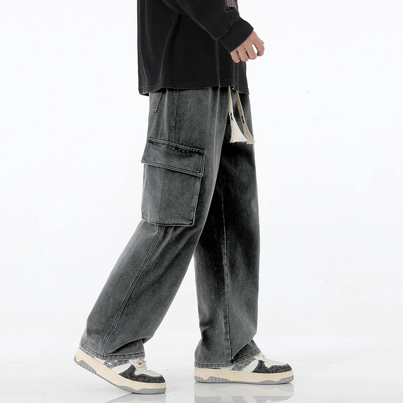 Men's Baggy Wide-Leg Cargo Jeans