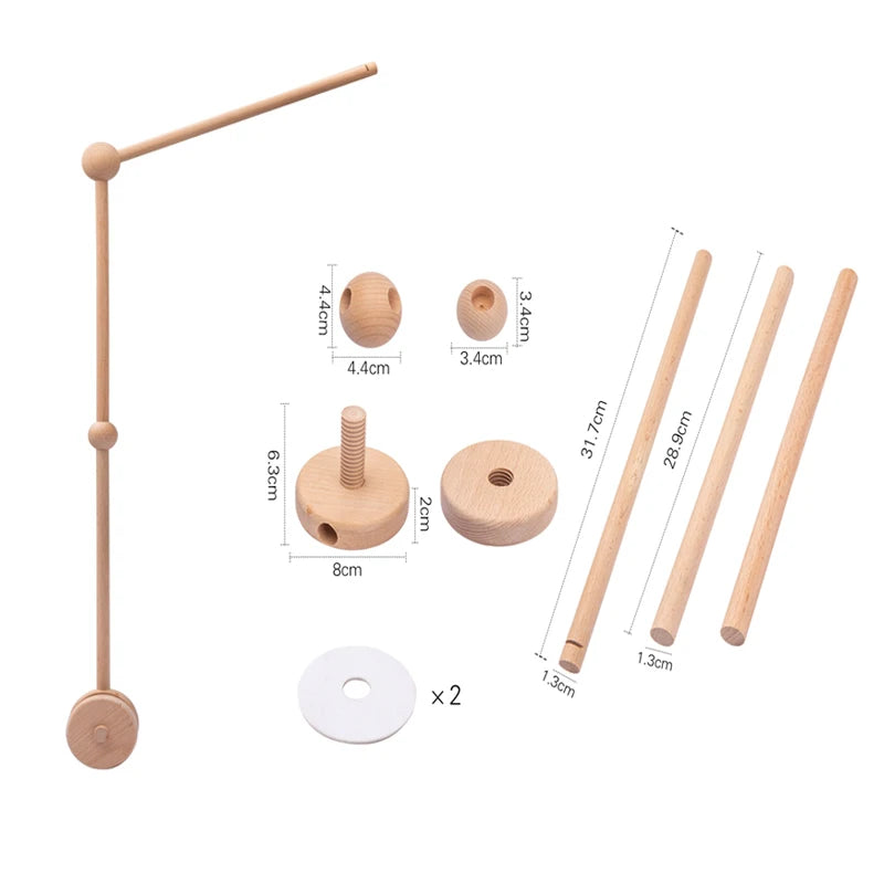 🧸 Wooden Bear Crib Mobile Rattle