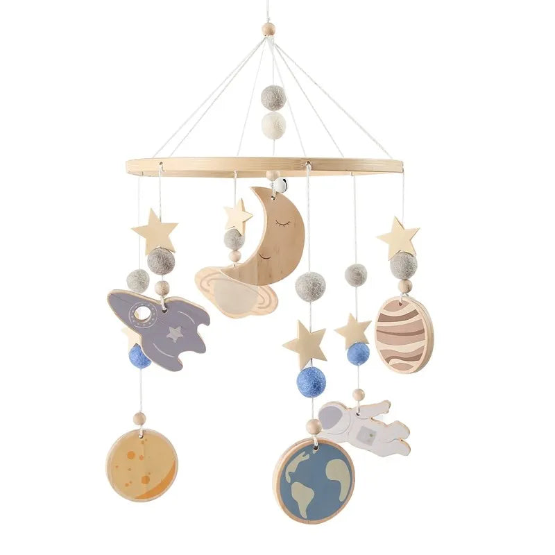 ⭐ Wooden Crochet Stars Baby Crib Mobile
