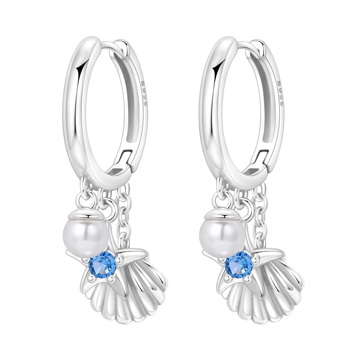 925 Silver Blue Betta Fish Earrings