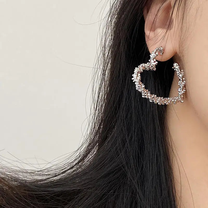 925 Silver Heart Hoop Earrings