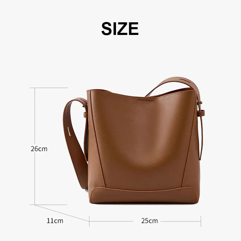 Genuine Cowhide Bucket Crossbody Bag