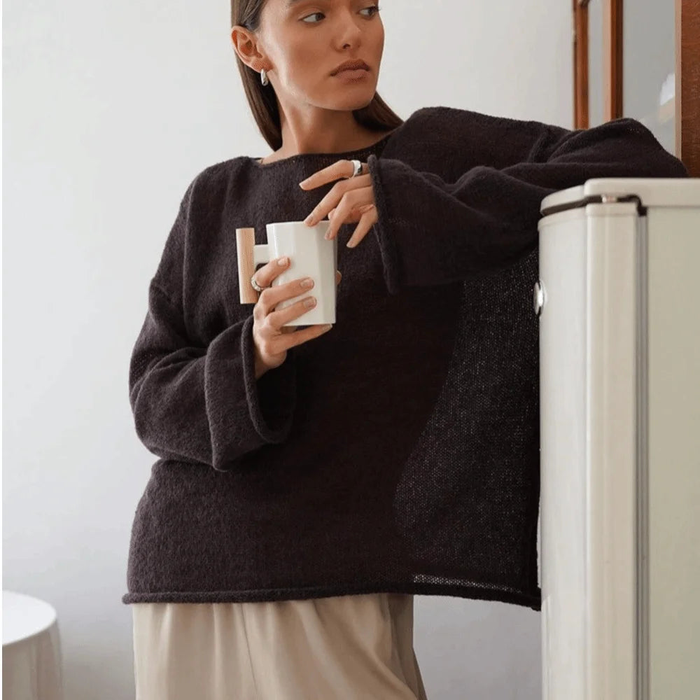 Sheer Flared Sleeve Knit Top