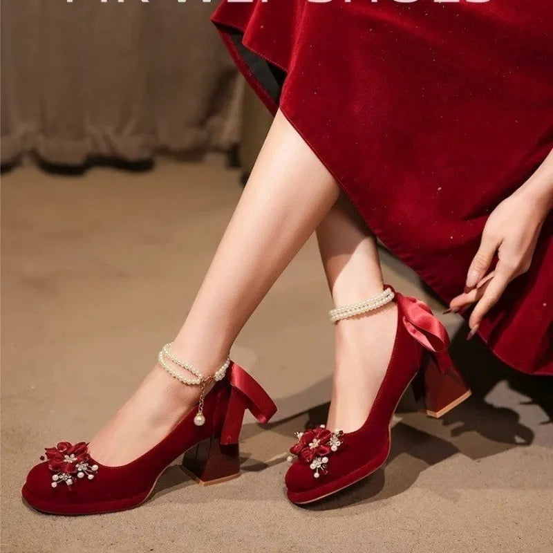 Red Wedding Mary Jane Heels