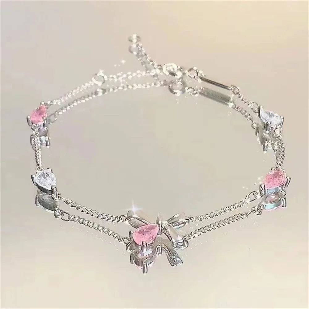 Cherry Blossom Bow Zircon Bracelet