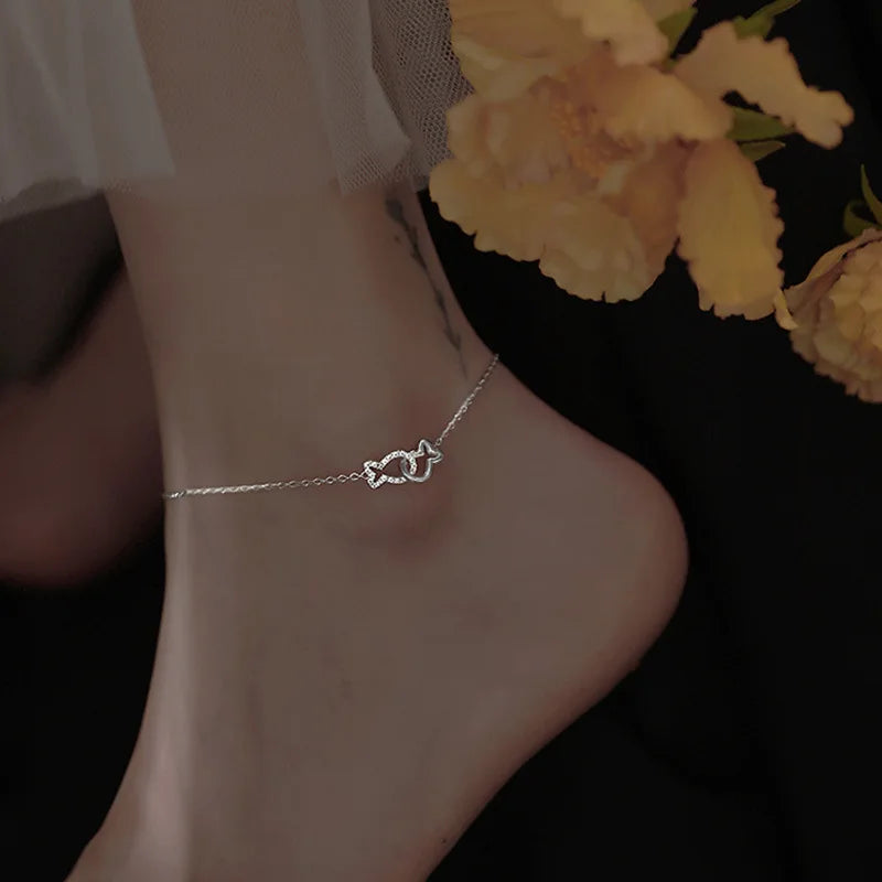 925 Silver Double-Layer Disc Anklet