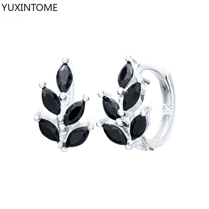 925 Silver Black Zircon Charm Hoops