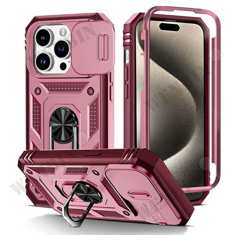 🔄 360° Rotating Kickstand Heavy Duty iPhone Case