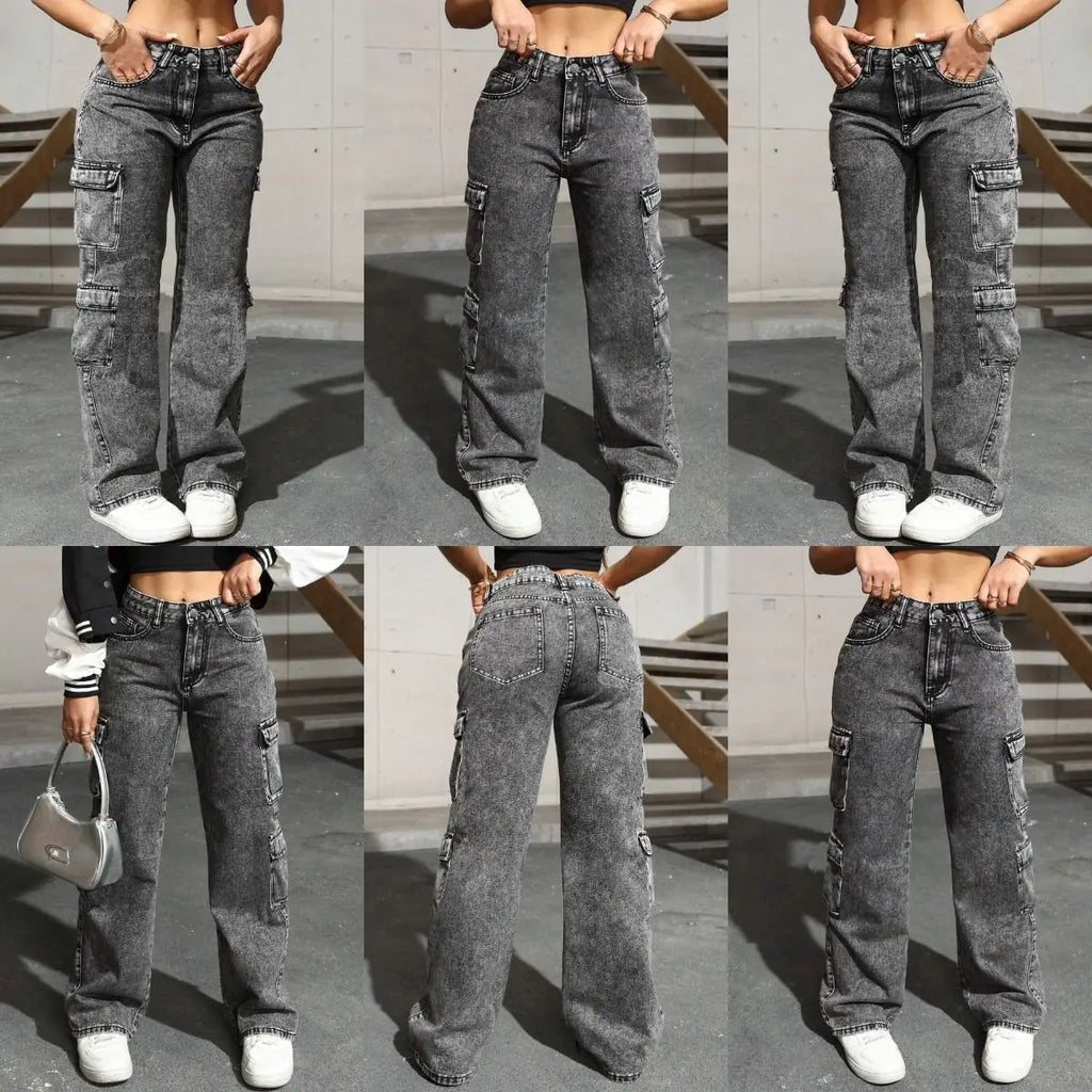 Asymmetric Multi-Pocket Cargo Jeans