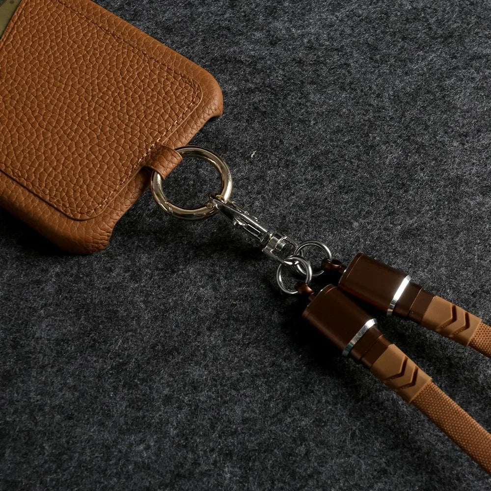 🎒 Leather Crossbody Charging Cable Wallet Case