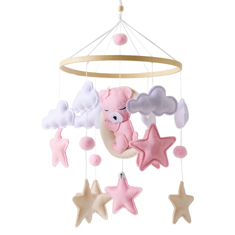 🐻 Wooden Bear Baby Crib Mobile