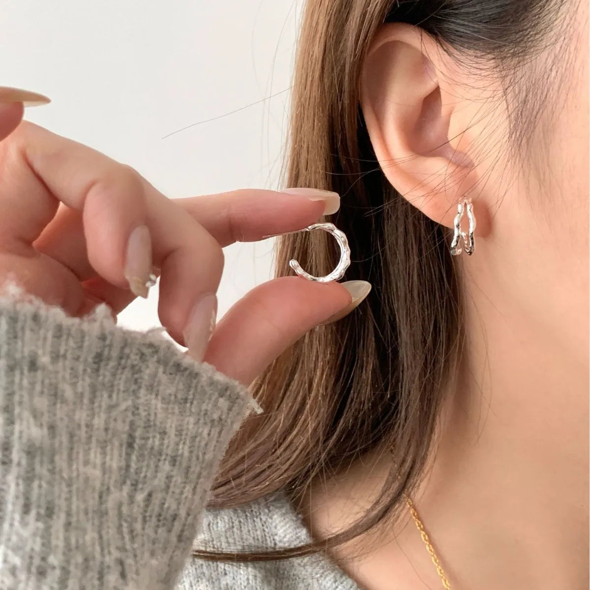 925 Silver Heart Hoop Earrings