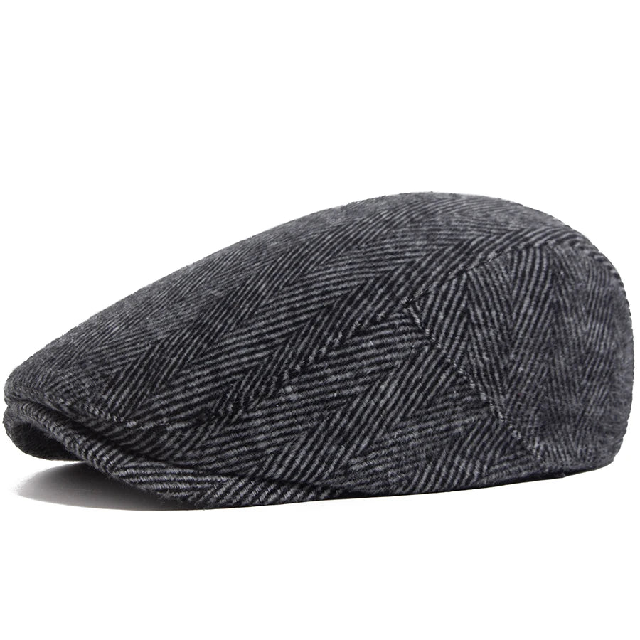 Herringbone Newsboy Beret Cap