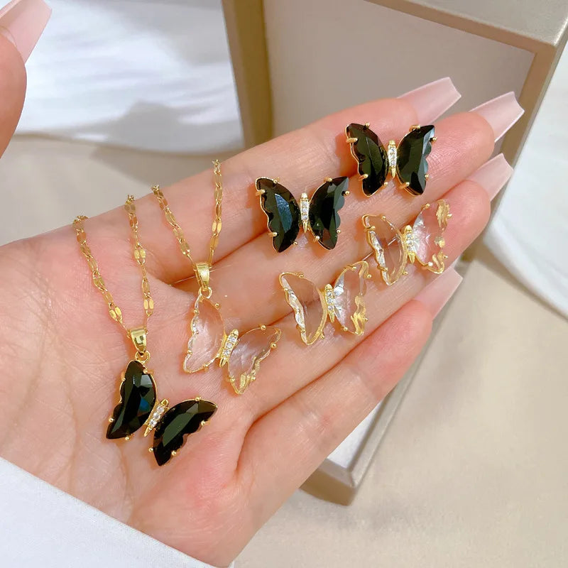 🦋 Butterfly Crystal Jewelry Set