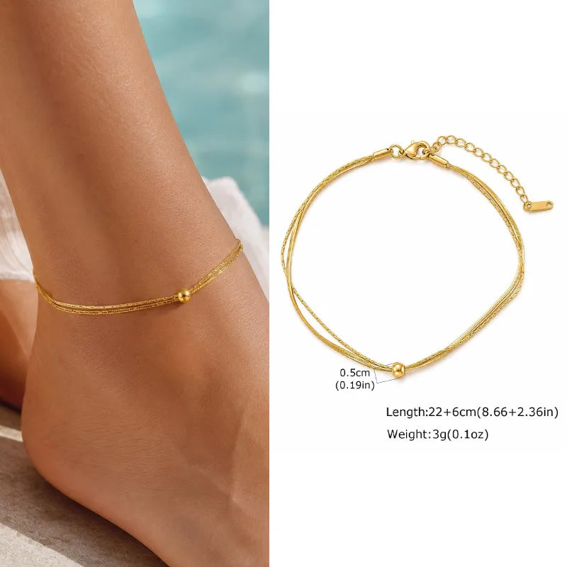 Gold Plated Zircon Layered Anklet