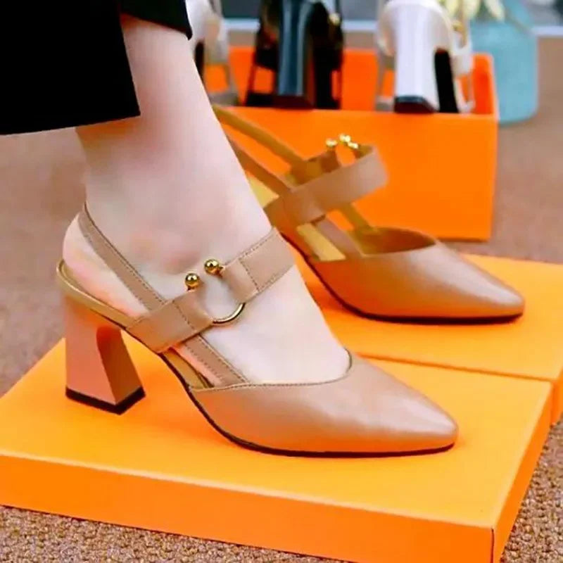 Women's Yellow 5cm Pointed-Toe Pumps
