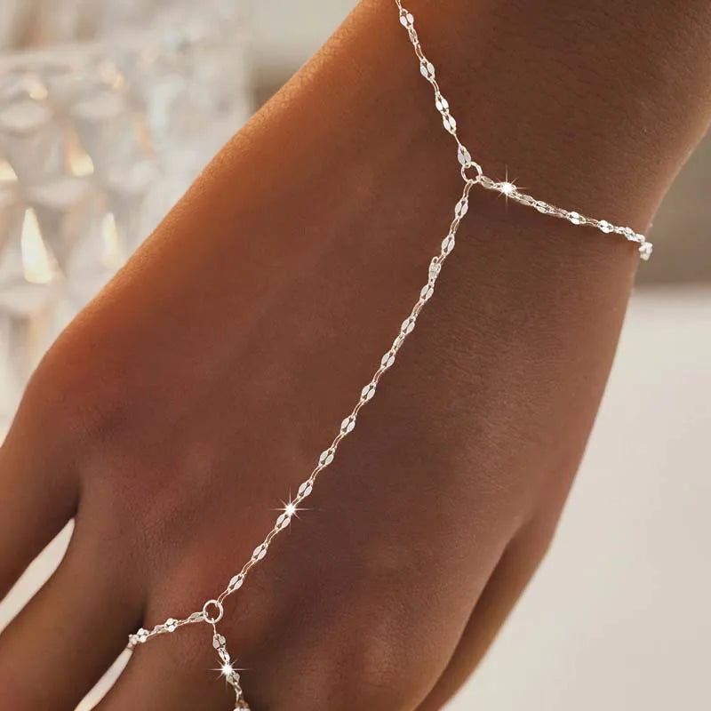 🔗 Gold Hand Chain Ring Bracelet