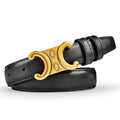 Women's Leather Belt with Gold Buckle
