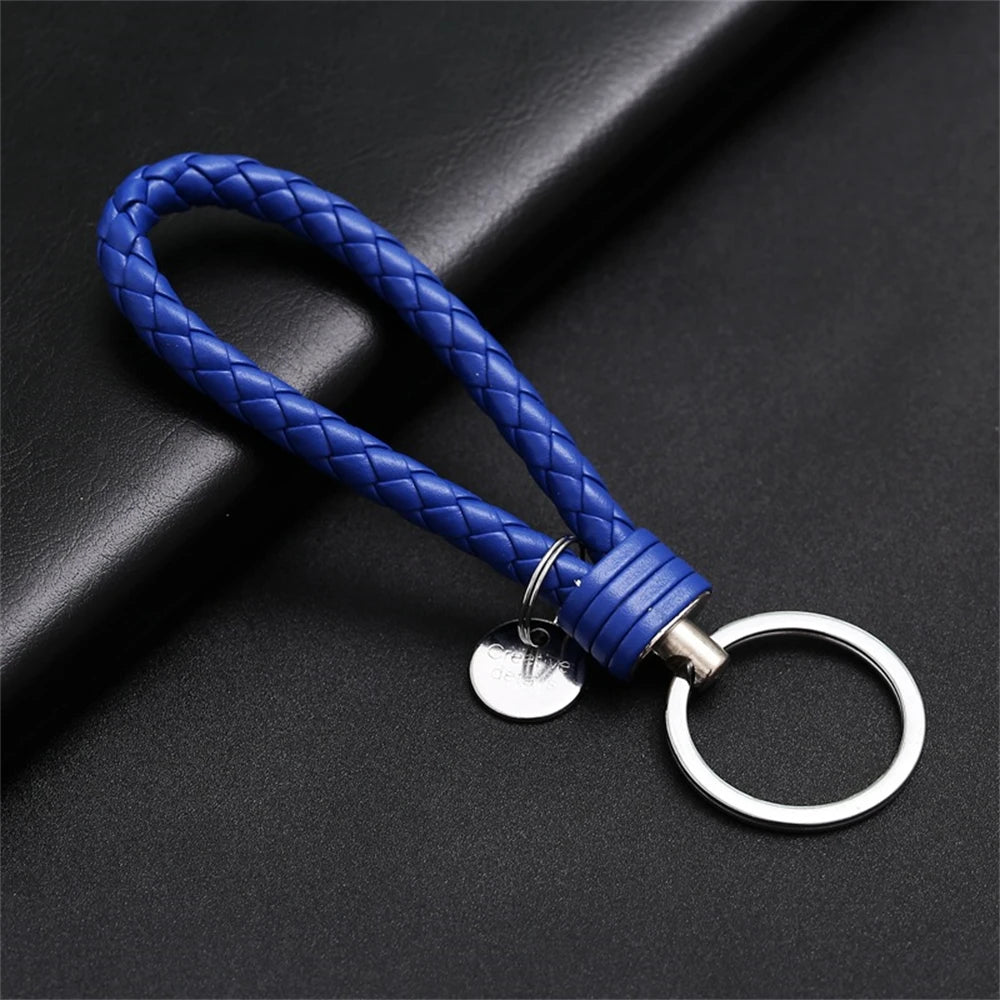 Braided Leather Rope Keychain