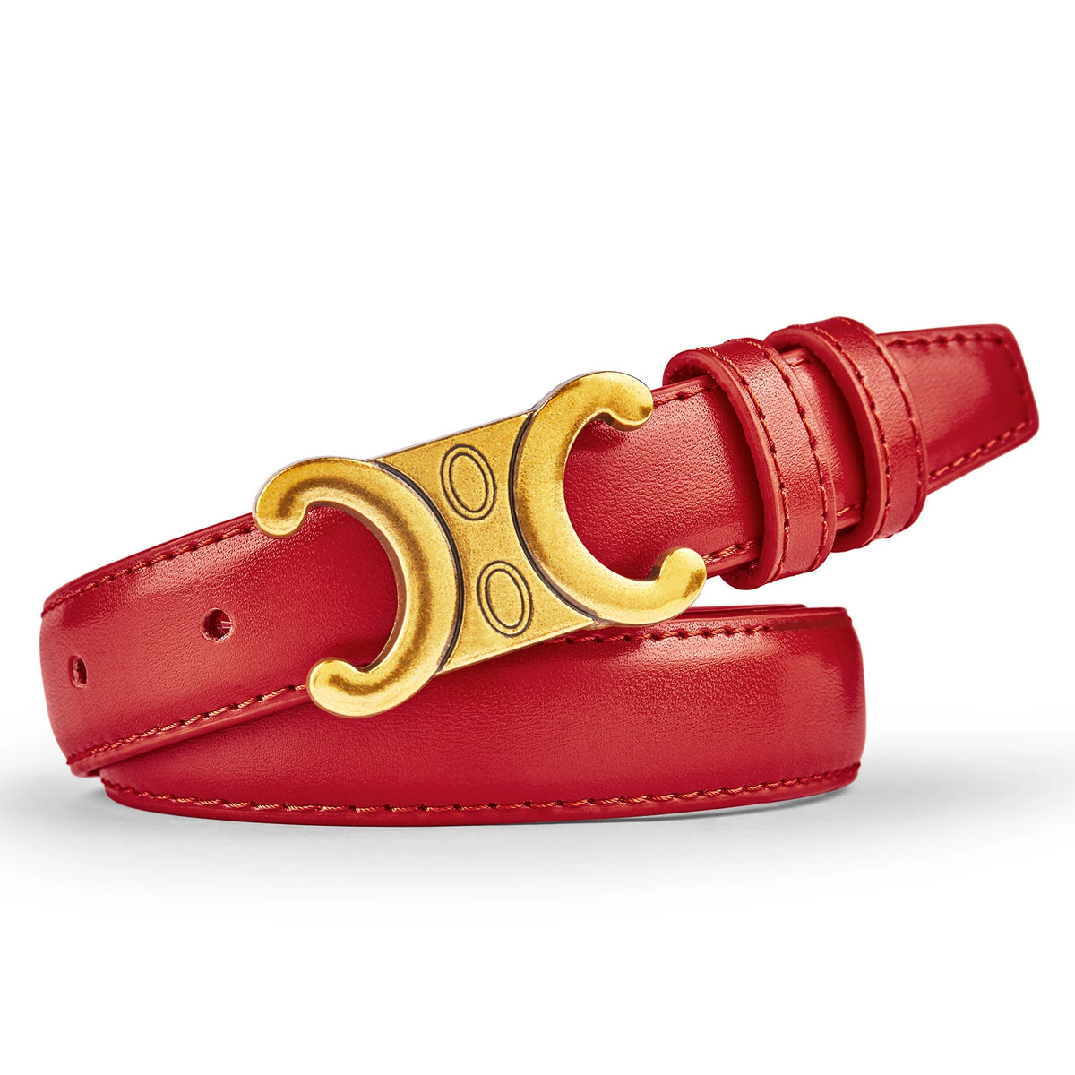 Women's Leather Belt with Gold Buckle