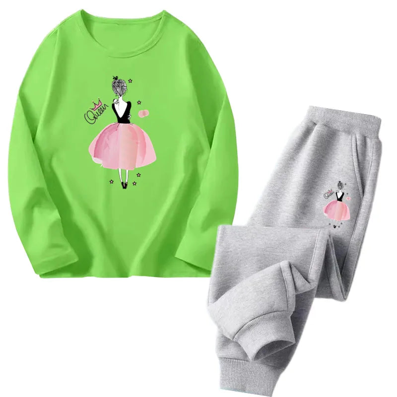 Girls Ballet Print Top & Pants Set