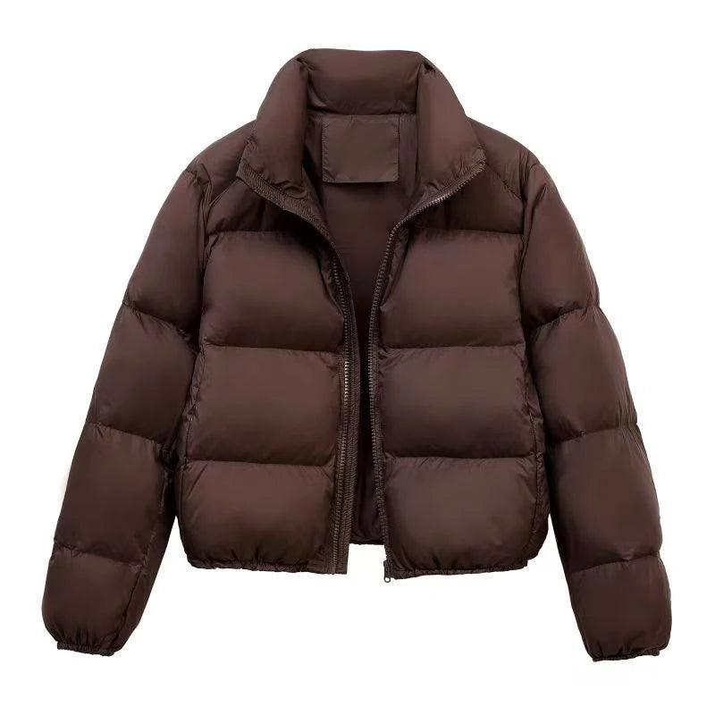 Women's Cropped Stand Collar Puffer Jacket