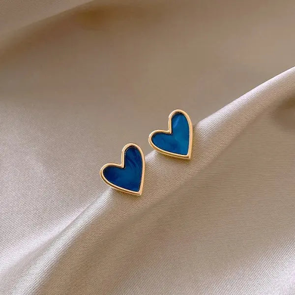 Vintage Rose Heart Enamel Studs