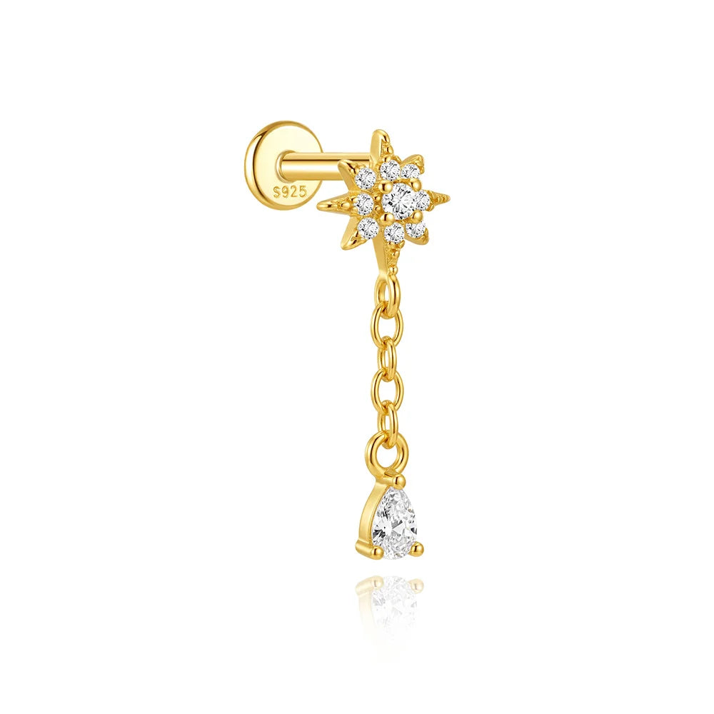 925 Silver Morning Glory Flat Back Stud