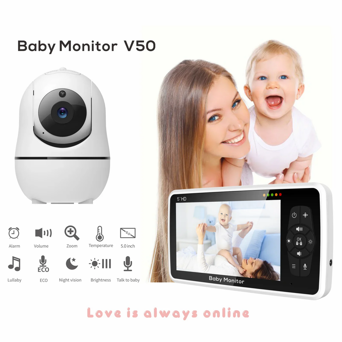 5" Video Baby Monitor with 4X Zoom