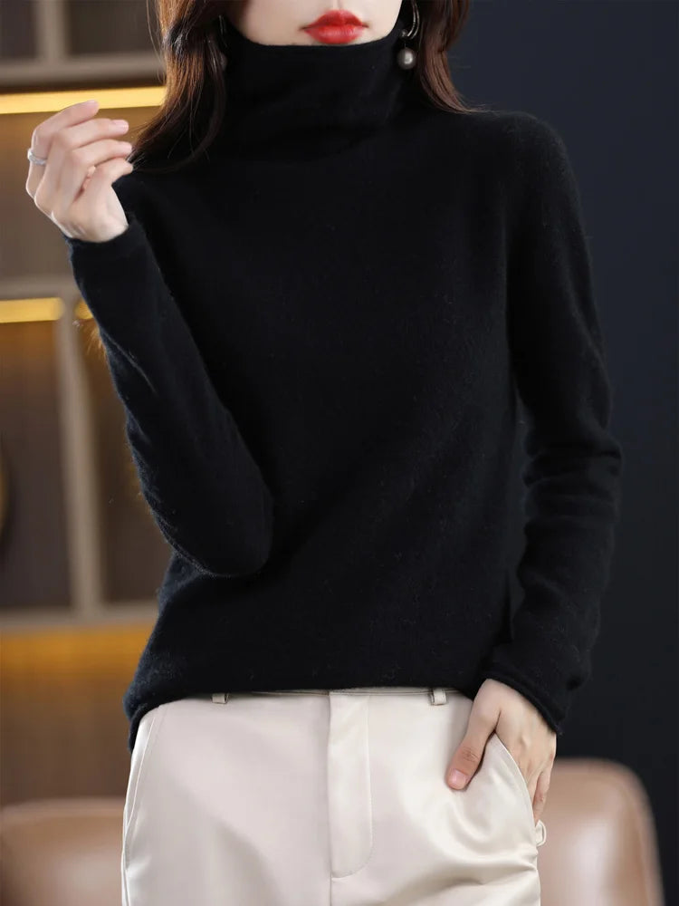 100% Merino Wool Mock Neck Sweater