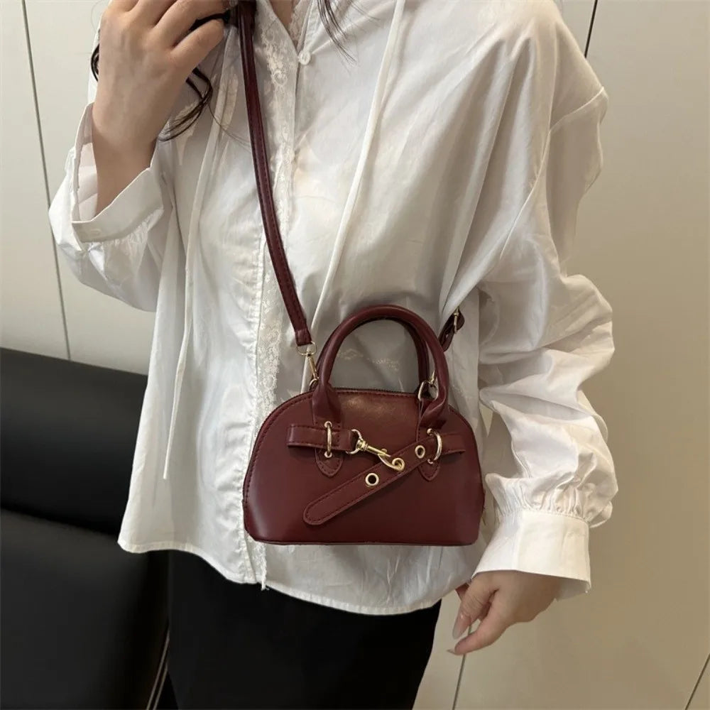 Buckle Shell Top-Handle Bag