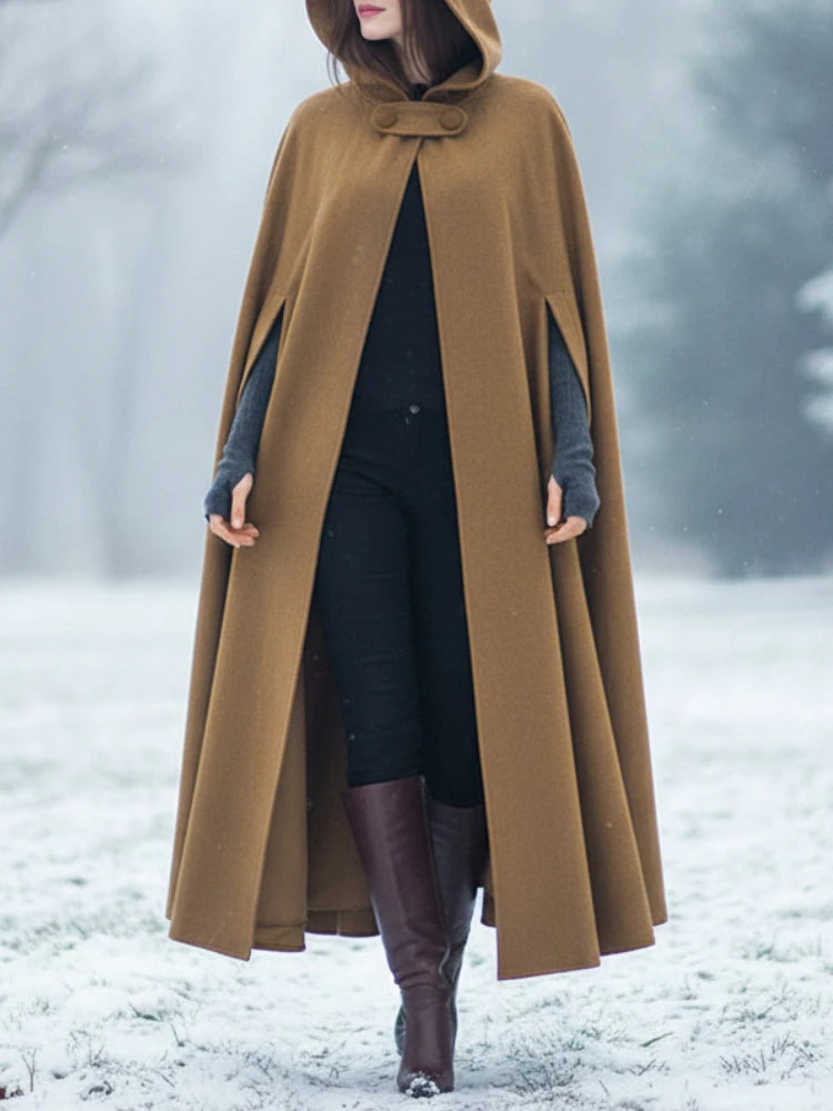 Women's Long Hooded Cape Coat