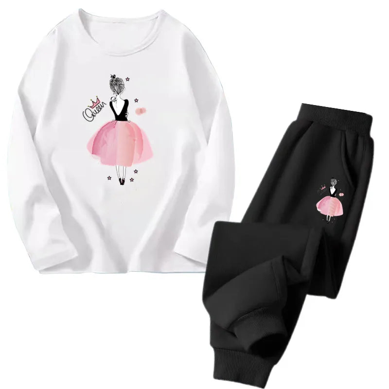 Girls Ballet Print Top & Pants Set