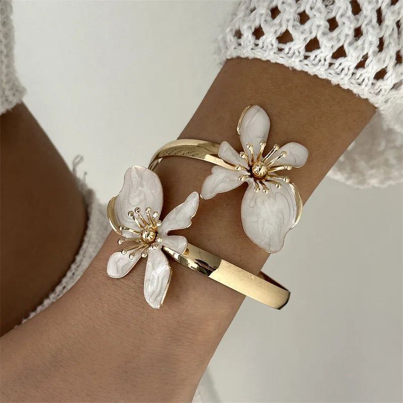 Big Flower Metal Bangle
