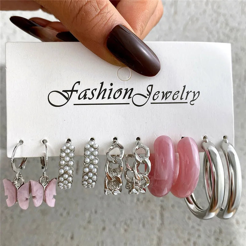 Earrings Set Butterfly Acrylic