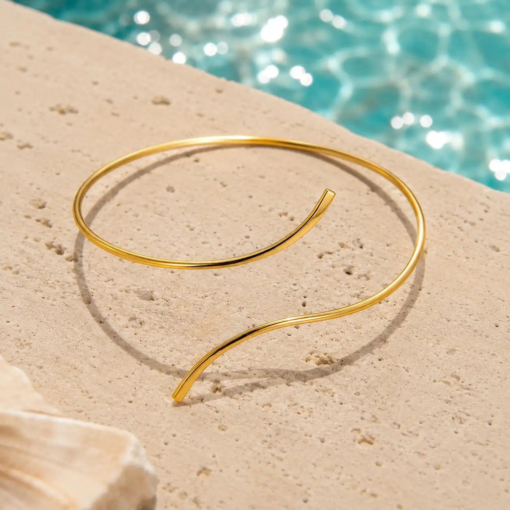 Gold Plated Open Cuff Anklet