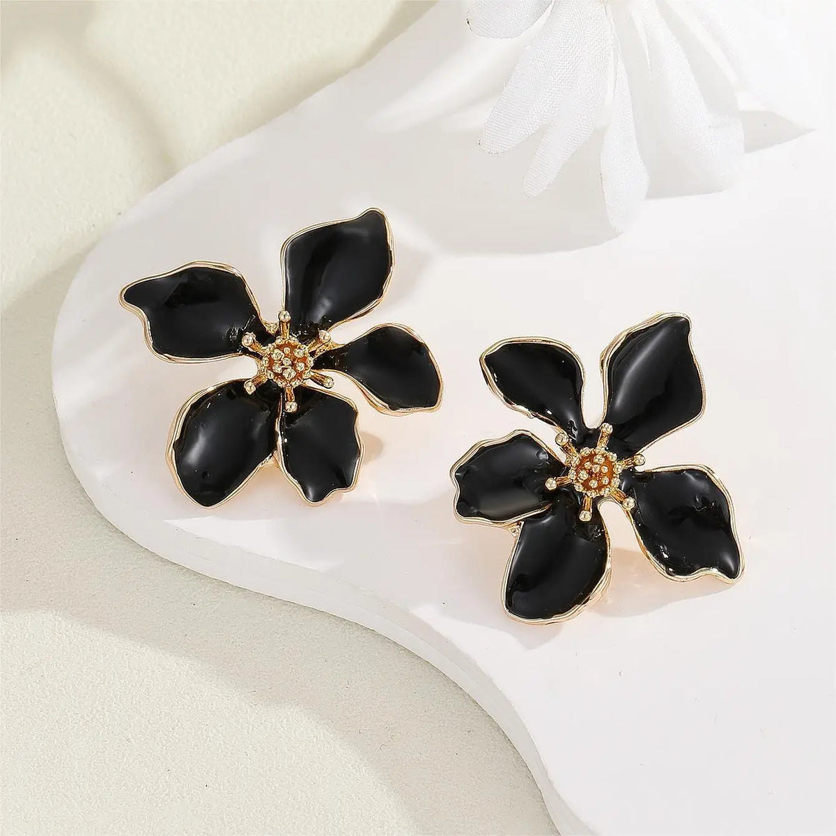 Colorful Enamel Big Flower Earrings