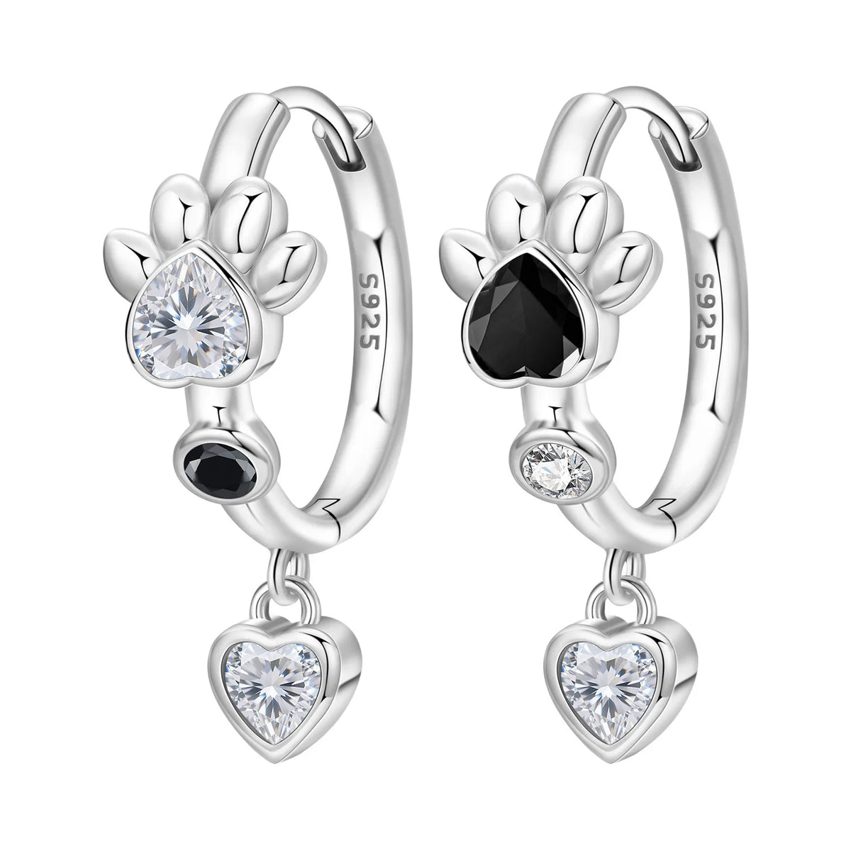 925 Silver Evil Eye Hamsa Drop Earrings