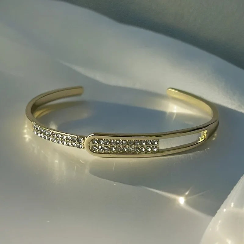 💎 Korean Micro Zircon Open Silver Bangle