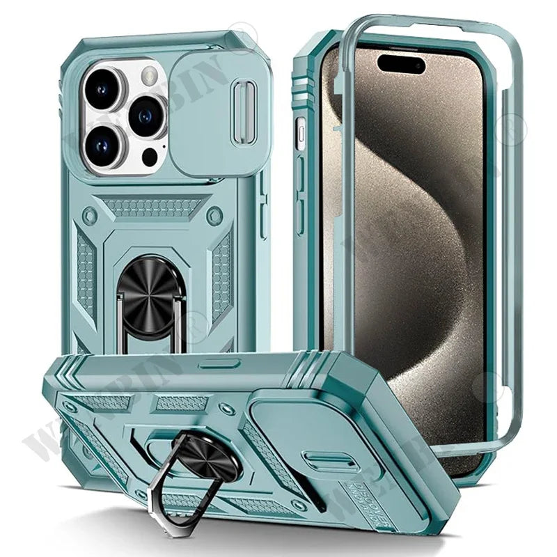 🔄 360° Rotating Kickstand Heavy Duty iPhone Case