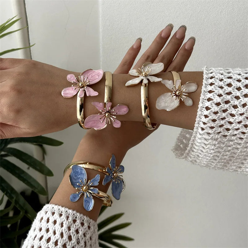 Big Flower Metal Bangle