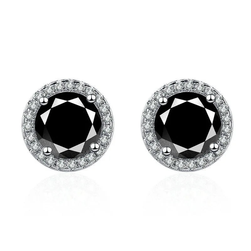925 Silver Colored Zircon Stud Earrings