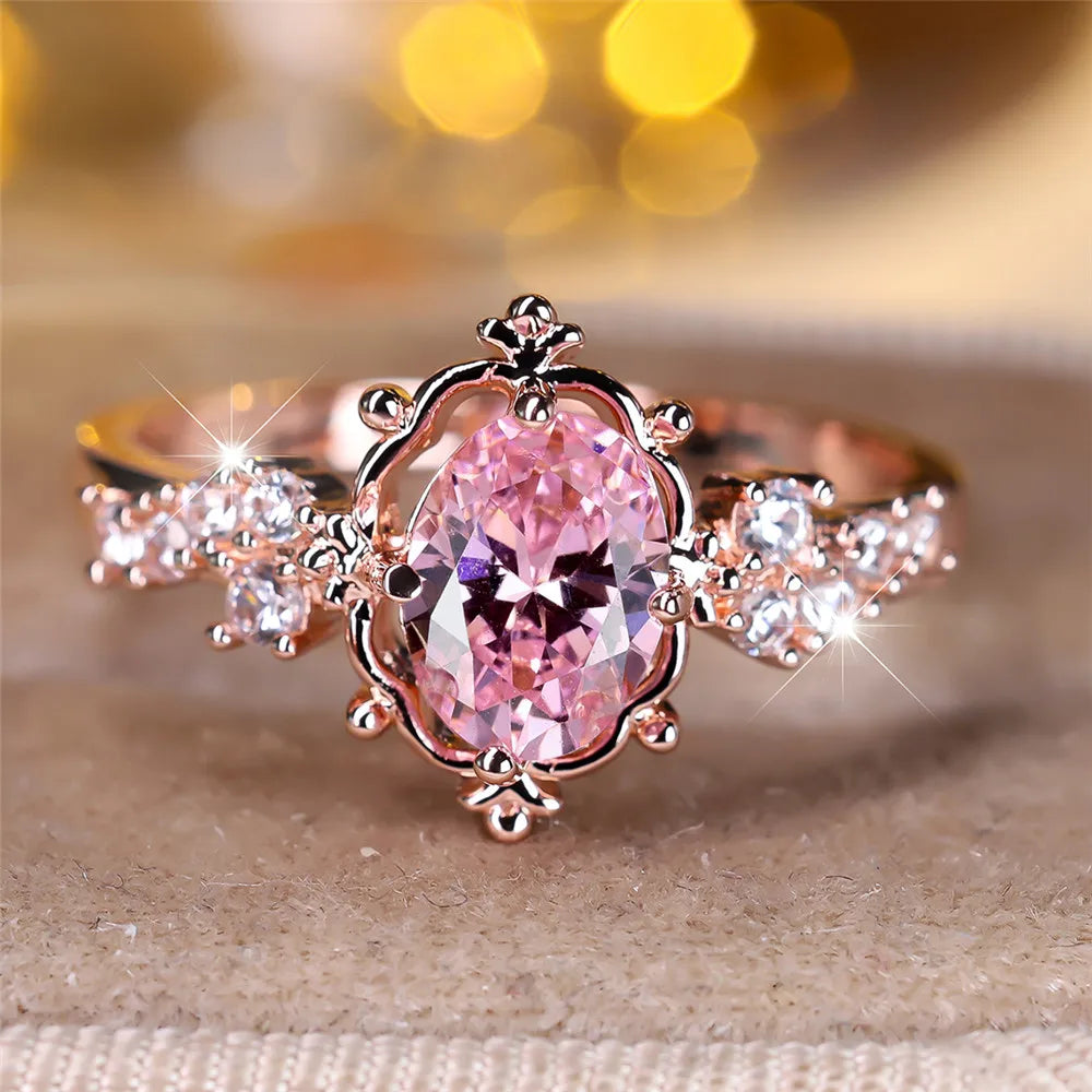 Pink Zircon Oval Ring