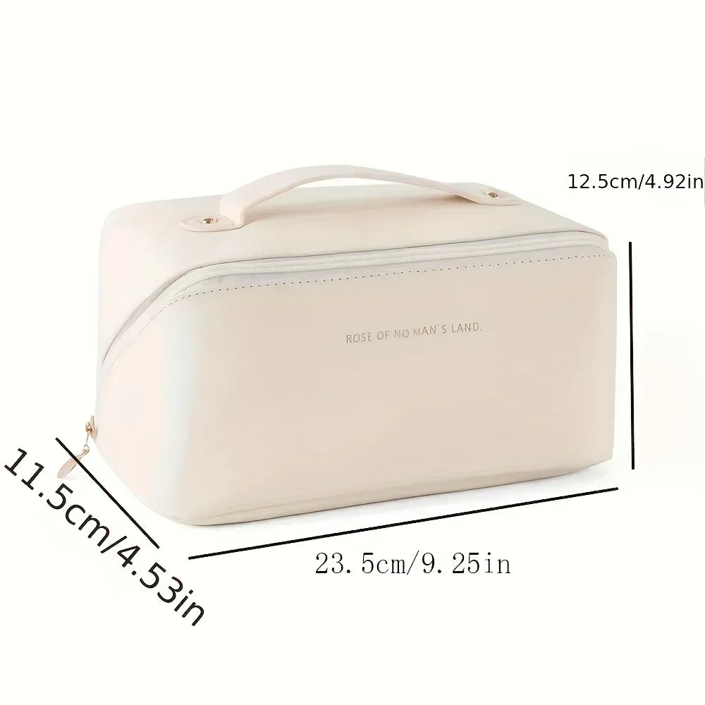 Large Leather Travel Makeup Bag