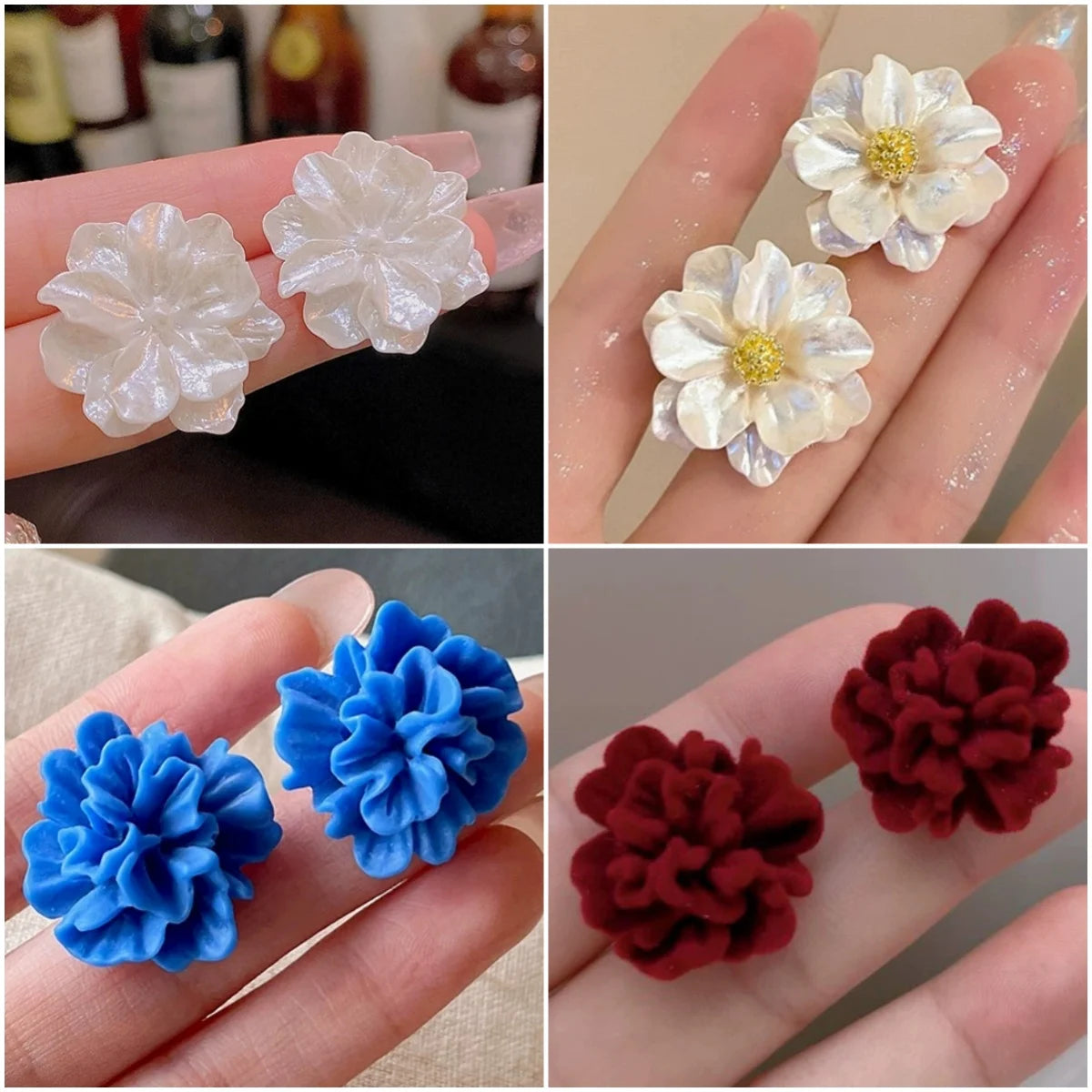 Colorful Acrylic Flower Stud Earrings