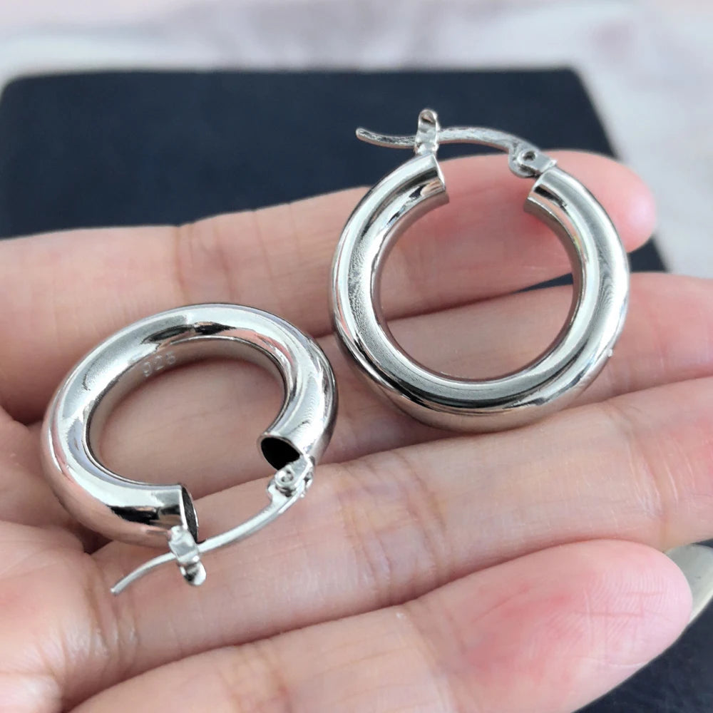 925 Silver Heart Hoop Earrings