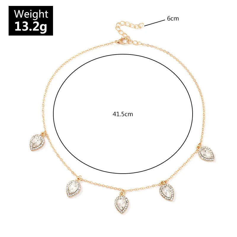 🍃 ZAKOL Leaf Water Drop CZ Choker Necklace