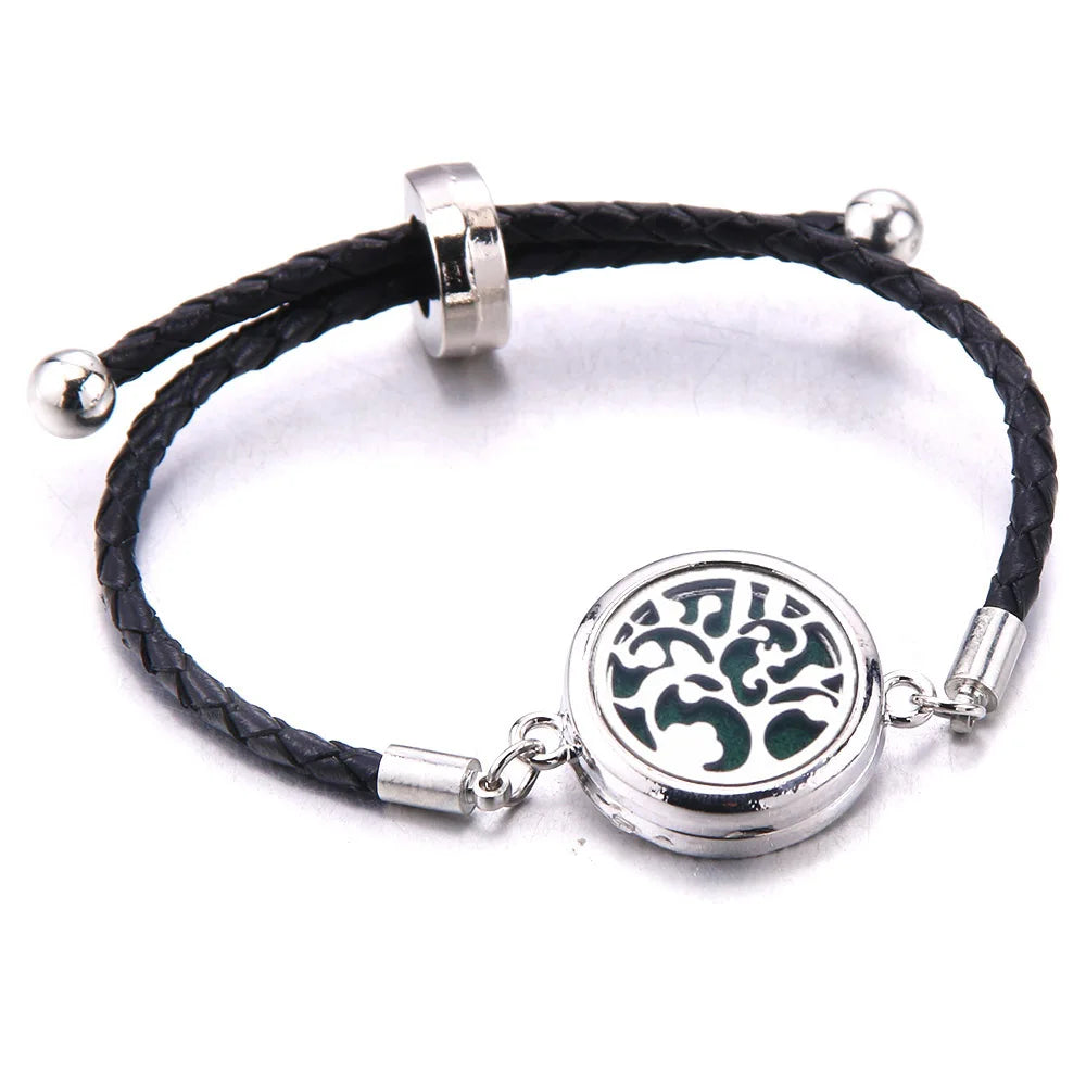 Aromatherapy Locket Leather Bracelet