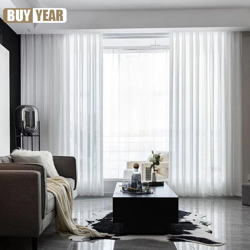 White Chiffon Sheer Curtains