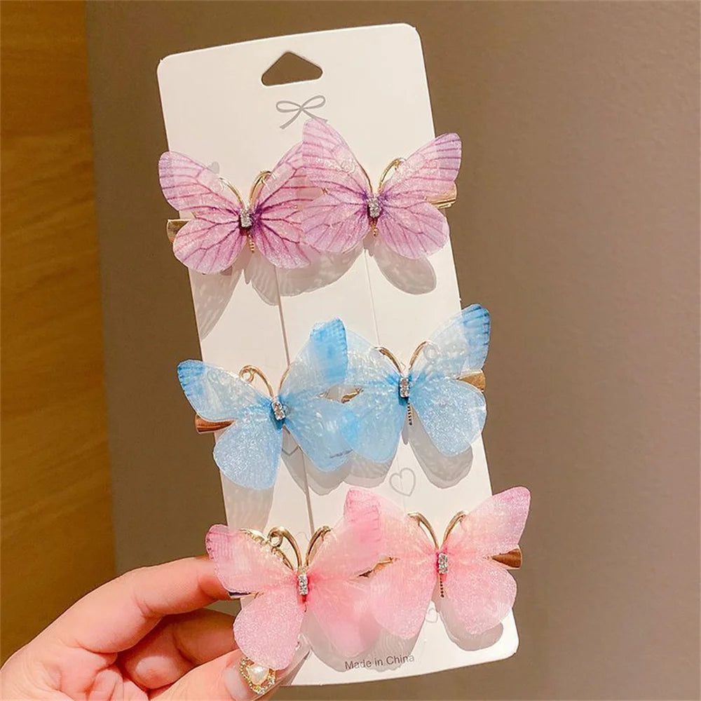 Butterfly Hair Clips Set – 6 Pcs